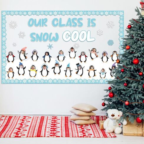 Winter Bulletin Board Decorations Set Winter Bulletin Board Decor Penguins Paper Cutout Blackboard Borders Snowflakes Cutouts Holiday Classroom Decorations for Xmas School Winter Classroom Decor in Saudi Arabia