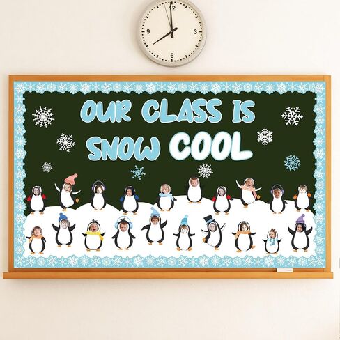 Winter Bulletin Board Decorations Set Winter Bulletin Board Decor Penguins Paper Cutout Blackboard Borders Snowflakes Cutouts Holiday Classroom Decorations for Xmas School Winter Classroom Decor in Saudi Arabia