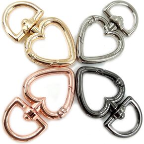 12 Pcs 4 Color 3/4 Inch Heart Shape Swivel Buckles Trigger Spring Keyring Buckle, Clasps Hooks Keychain Ring Buckles Fashion Clips for Keychains, Bag, Purse and Handbag