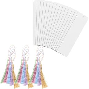 12 Pcs Bookmark Blanks White Bookmark with Colorful Tassels Bulk Bookmarks Transparent Resin Bookmark for DIY Crafts Hanging Price Tags, Book Covers and Book Accessories