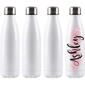 4 Pack 17 OZ Sublimation Blank Stainless Steel Water Bottle, Sublimation Blanks Tumbler, 17oz Insulated Double Walled Water Bottle, Vacuum Insulated Tumbler