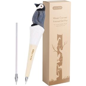 100% Handmade Wood Carved Animal Gel Pen | Baby Penguin, Cute Stationary School Supply Office Supply, Fun Pen Novelty Writing Pen, Unique Gift Pen for Animal Lovers
