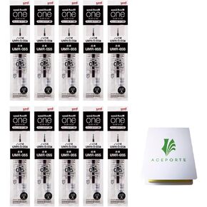 uni-ball one (F) 0.5mm Black Ink 10 Refills (UMR05S.24), Can be Clearly Written Gel Ink with Sticky Notes