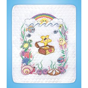 A Star is Born Stamped for Cross Stitch Baby Quilt Kit