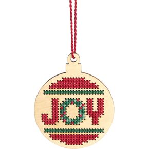 Dimensions Counted Cross Stitch, Joy Wooden Christmas Ornament Craft Kit, 1 Pc