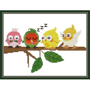 CROSSDECOR Stamped Cross Stitch Kits,Animals Counted Cross-Stitch Needlepoint Kits for Beginners,Embroidery Kit Arts and Crafts for Home Wall Decor Gifts-Little Postman 34×30cm
