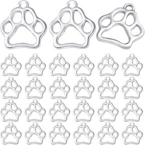 BronaGrand 100pcs Animal Paw Charm Alloy Bear Cat Dog Paw Print Charms Jewelry Paw Charm Pendants for Earring Bracelet DIY Jewelry Making Findings