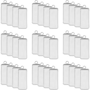 PH PandaHall 50pcs 10x25mm Rectangle Trays Pendant Stainless Steel Pendant Cabochon Settings Bezel Pendant Blanks Cameo Bezel Cabochon Blanks Bezel Trays for Jewelry Making DIY Findings