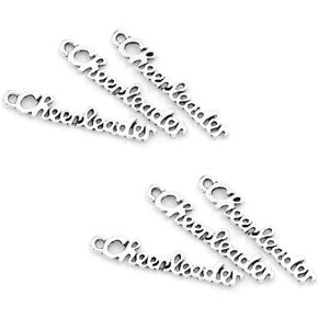 JGFinds Cheerleader Charms and Pendants - 30 Pieces, Cheerleader Charms, 27mm x 5mm (1 1/8" x 1/8"), Silver Tone, DIY Cheerleader Gifts and Jewelry Making Supplies