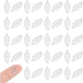 UNICRAFTALE 300pcs Fall Charms Stainless Steel Hollow Leaf Charms Flat Foliage Leaves Pendants Metal Drop Dangle Earrings Charm Thanksgiving Charm for DIY Necklace Bracelet Jewelry