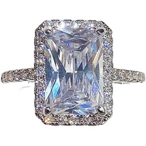 925 sterling silver square Wedding and engagement rings CZ ring for women Thin tape for stacking Simulated diamond Forever Cubic zirconia ring CZ Timeless Jewelry Findings Earring Backs Findings