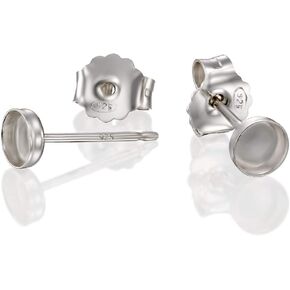 925 Sterling Silver Earring Settings - Earring Findings for Jewelry Making - Round Stud Bezel Cups (8mm) with Posts and Butterfly Backs - DIY Earrings Projects - Earring Making Supplies