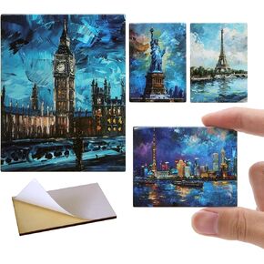 iLAND 1/12 Scale Accessories, 4 Miniature Dollhouse Pictures of Modern Famous Architecture w/Boards