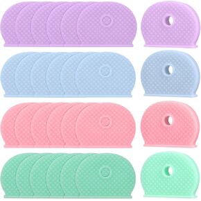 48 Pcs Key Cover Caps for House Key,Key Color Identifiers Covers Cute, Plastic Key Tags Rings Markers 4 Colors for Standard Regular Thin Flat House Keys,Labels, Indexes and Stamps, Blank Labeling Tags