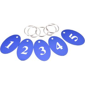 MECCANIXITY Metal Number Tags Key Tag with Ring, 1-5 Numbered Oval ID Tag 50x30mm/2x1.2inch Black for Coding, Decoration, Pack of 5