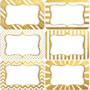 180 PCS Gold Name Tags Stickers, Self Adhesive Golden Name Tag Labels Name Stickers Gold Nametags Stickers for School Classroom Home Office Themed Party, 2x3 inches