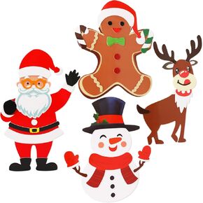Christmas Crafts Foam Christmas Characters Magnets Craft Kits for Kids Santa Gingerbread Man Snowman Reindeer Ornament Craft Activities for Toddlers Holiday Art Projects Party Favors 12 Sets