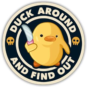 (3pcs) Duck Around and Find Out Stickers, Water Assistant Stickers, Sarcastic Decal, Kindle Stickers for Laptop Phone Cases Water Bottles, Gifts for Boys Girls, Cute Duck Stickers (Size 3")
