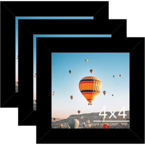 6x6 Picture Frame Set of 3 Black for Wall Hanging or Tabletop, Wall Mounting Horizontally or Vertically, 6 x 6 Square Wall Gallery Poster Photo Frame with Shatter Resistant Plexiglass, 3 Pack, Black