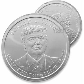 5 oz silver President Trump in display capsule for handling