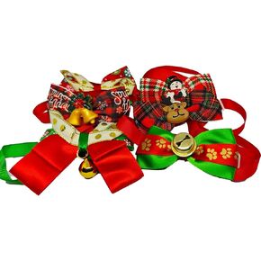 عيد الميلاد القط طوق القوس العلاقات، 6 قطع عيد الميلاد الجراء ربطة العنق السائبة عطلة القط طوق الاستمالة الانحناء للحيوانات الأليفة التصوير الفوتوغرافي مهرجان حزب الرقبة ارتداء هدية PC331-3