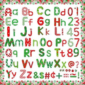 Fayoo Christmas Bulletin Board Decorations for Classroom Christmas Green Letters Bulletin Board Set Winter Xmas Candy House Pattern Cutouts for Party Classroom School Window Wall Blackboard Door Decor