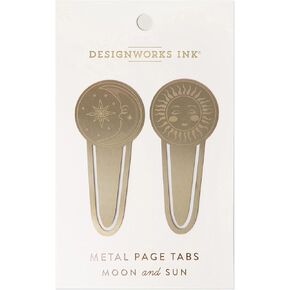 DesignWorks Ink Set of 2 Brass Page Tabs - Lucky Charms Horseshoe and 4-Leaf Clover