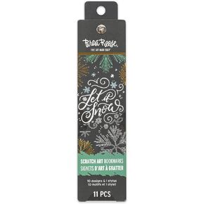 Scratch Art Bookmark Kit - Art Deco Holiday - 10 Bookmarks, Metallic Guided Art, Holiday-Themed, Family-Friendly, Calming Adult Craft Kit