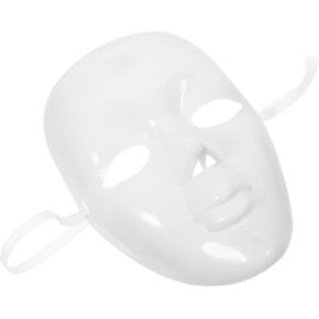 MAGICLULU Blank White Full Face Mask, Diy Mask Blank Painting Masquerade Dance Mask Unpainted Cosplay Costume Mask for Halloween Ghost Cosplay Hip Hop Opera Mardi Gras