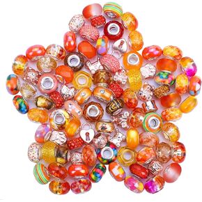 60 Pieces European Large Hole Spacer Beads Charm Fairy Wands Beads Rhinestone Lampwork Beads Supplies for Bracelets Jewelry Making (Black)