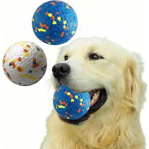 4pcs Indestructible Dog Balls for Aggressive Chewers - Atom Teething Chew Toys Water Toy Fetch Balls for Medium and Large Dogs (4 colors,3")