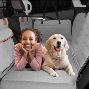 Dog Car Seat Cover for Back Seat, Waterproof Pet Seat Protector, Mesh Window, Extender Dog Seat Cover for Travel Hammock, for Truck SUV, Grey Black