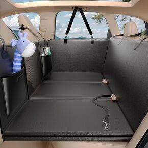 Back Seat Extender for Dogs - Upgraded Anti-Scratch PU Leather, Hard Bottom Dog Car Seat Cover for Back Seat, Backseat Extender for Dogs, Waterproof Dog Hammock for Car, SUV, Small Truck, Black