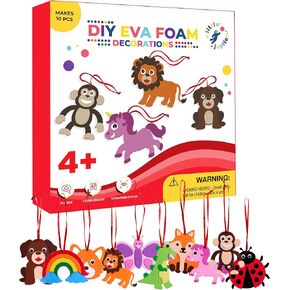 DIY EVA Foam Decorations - Makes 10pcs of Animals & More - Foam Crafts for Kids - Kids Arts and Crafts for Boys & Girls 4-7 Yrs Old - Craft Toys - Kid Arts and Crafts - DIY Christmas Decorations