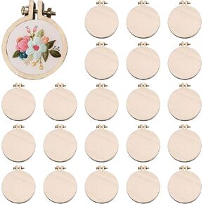 حلقة تطريز خشبية صغيرة، حلقة عرض خشبية بغرز متقاطعة، إطار عرض دائري لطارة التطريز لقلادة وقلادة تطريز DIY وسلسلة مفاتيح (25 قطعة 40 مم) in Kuwait