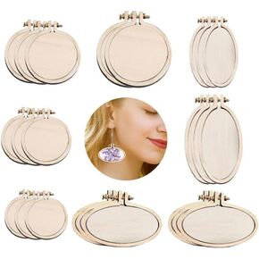 Mini Wood Embroidery Hoop, Wooden Crossing Stitch Hoop Embroidery Hoop Display Frame Round Embroidery Hoop Display Frame for DIY Embroidery Necklace Pendant and Keychain (25Pcs 40mm)