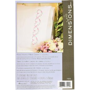 Dimensions DIY Pillow Case Embroidery Kit, Rose Hearts, 20" x 30", 2 pcs