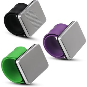 3 Packs Magnetic Pin Holder Wristband - Purple Green Black Silicone Wristband - Magnetic Wristband for Sewing Pin, Hair Clips, Hair Stylist Pin (Heart Shape)