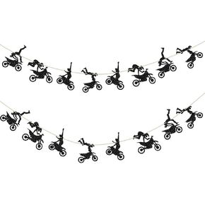 Motorcycle Theme Banner Garland Party Supplies for Man's or Boy's Birthday & Riding Party Room Wall Decorations