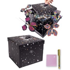 Butterfly Explosion Gift Box, Exploding Gifts Box with 4Pcs Butterflies, Flying Butterfly Surprise Box, Surprise Gifts Box for Birthday, Christmas, Wedding, Thanksgiving,Pink