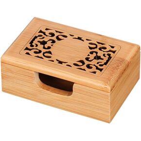 Amosfun حامل بطاقة العمل المنظم الخشب بطاقة الأعمال صندوق بطاقات العمل ملف تخزين أصحاب سطح المكتب الخشبي منظم بطاقة العمل لمكتب المنزل (4.32x1.97x2.75in)