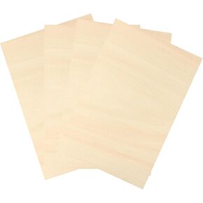 MIDELONG Basswood Sheets 8 x 12 x 1/16 Inch, Thin Plywood Wood Sheets Unfinished Craft Wood Balsa Wood Sheets for DIY Arts Crafts Laser Cutting and Engraving Wood Burning, Pack of 4