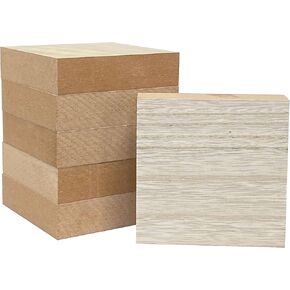 6 عبوات من الكتل الخشبية السميكة غير المكتملة من خشب MDF للعلامة التذكارية للحرف اليدوية (4 × 4 × 1 بوصة)
