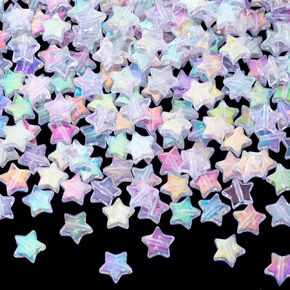 PAGOW 200 Pcs Acrylic Star Beads, Colorful Star Shaped Charming Bead, AB Cute Star Pony Beads, Star Charms for Jewelry Making, Necklace, Bracelets, Earrings, DIY Crafts (10mm)