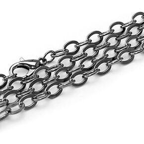 CleverDelights 5x7mm Cable Chain Necklaces - Gunmetal Silver Color - 20 Pack - 24 Inch Length