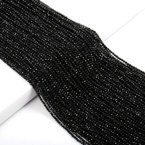 Black Spinel Beads Artificial Faceted Small Round Loose Beads for Jewelry Making Charms Necklace Bracelet 3 mm 15 inch (3 Strands)