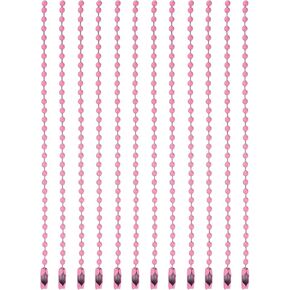 MECCANIXITY Ball Bead Chain Beaded Necklace Chains 5 Inch Adjustable Metal Ball Chains 2.4mm/0.1inch Keychain for Jewelry Making,DIY Craft Projects,Pack of 12(Pink)