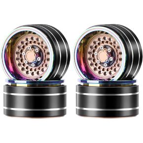 GLOBACT Rainbow 1.9 Beadlock Wheel Adjustable Offset -10mm/-13mm Aluminum Rim for TRX4 TRX6 Axial SCX10 FMS Redcat RC4WD Gmade 1/10 RC Crawler Upgrade Parts (Titanium)