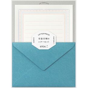 Midori 86463006 Letter Set, Typography, Frame Pattern, Blue