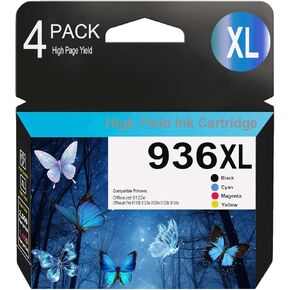 4 Pack 936 936e High Yield Ink Cartridge Use for OfficeJet 9122e OfficeJet Pro 9110b 9125e 9128e 9130b 9135e OfficeJet Pro Wide Format 9730e Printers (4S6V6LN 4S6V3LN 4S6V4LN 4S6V5LN)